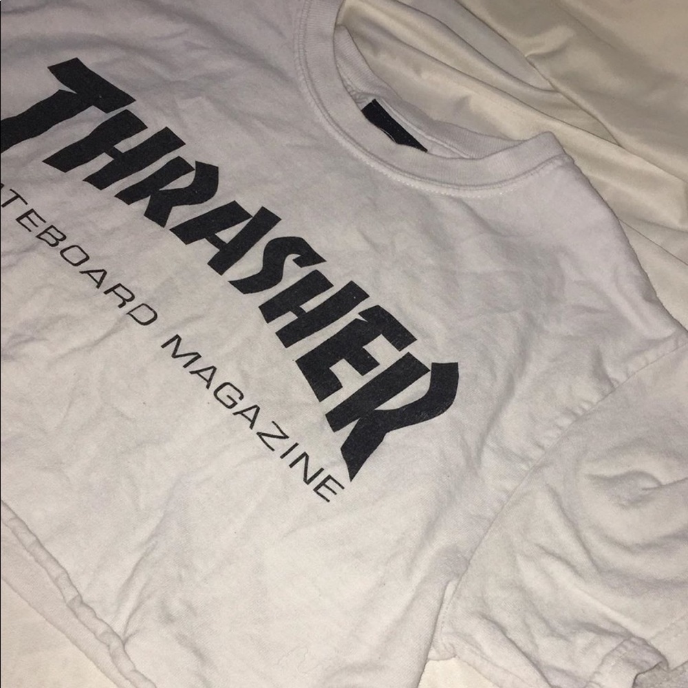 Cropped White Thrasher T-Shirt